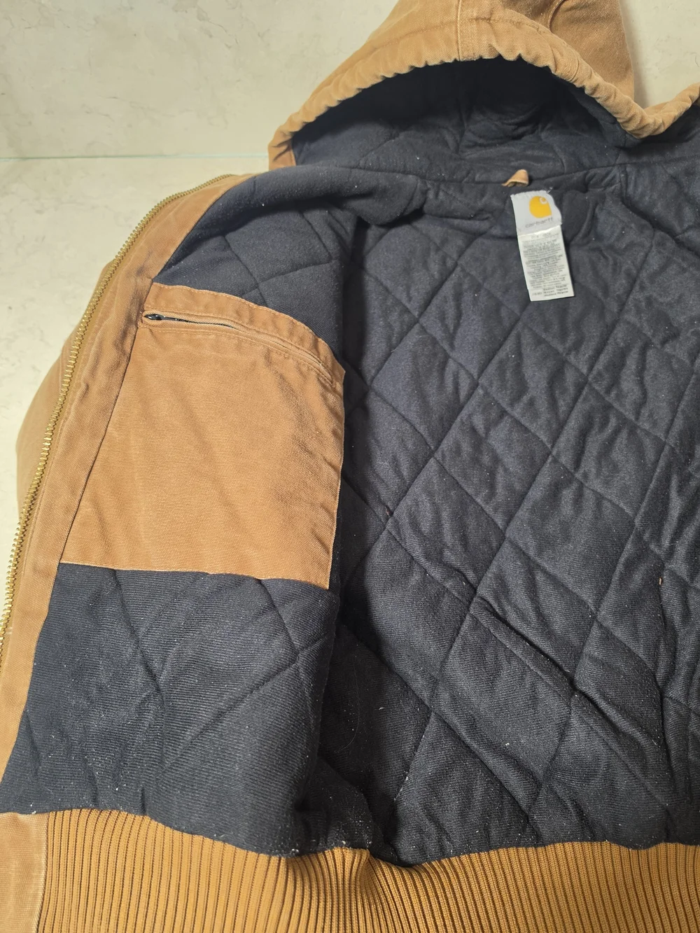 Carhartt J130 brown hooded work wear jacket Medium